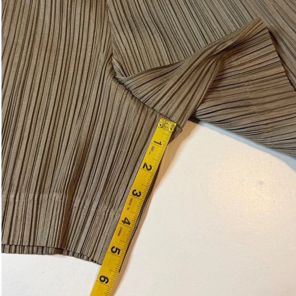 Pleats Please Issey Miyake Shorts Womens 3 Taupe Pleated Wide Leg